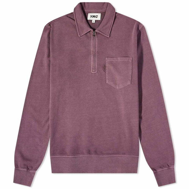 Photo: YMC Men's Sugden Quarter Zip Sweat in Purple