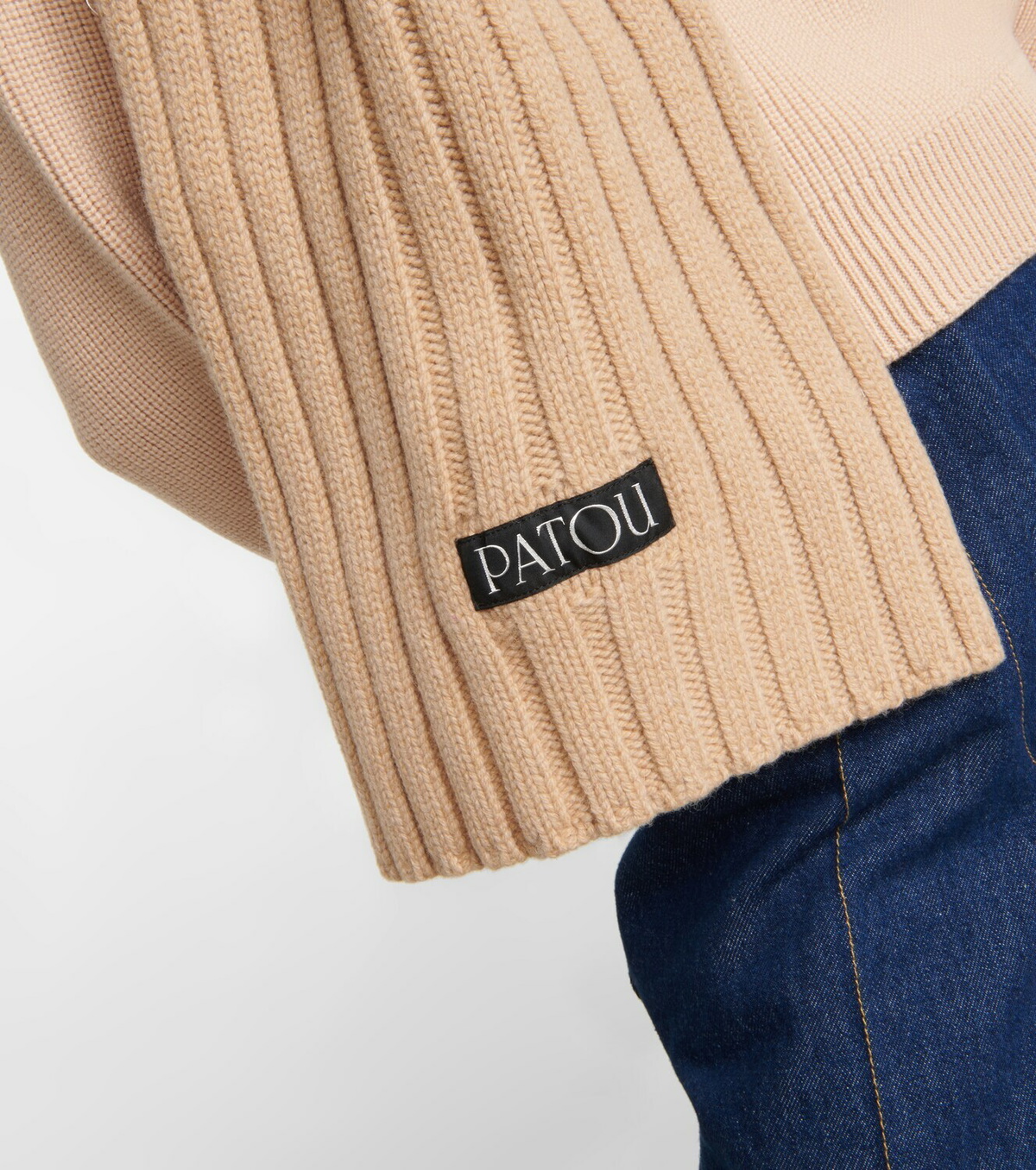 Patou Ribbed-knit wool and cashmere scarf