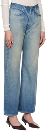 AURALEE Blue Selvedge Faded Heavy Jeans
