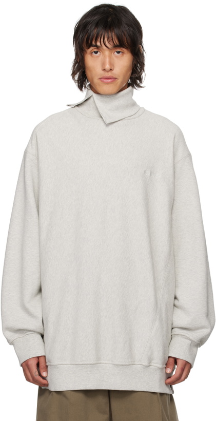 Photo: Hed Mayner Gray Twisted Seam Sweatshirt