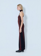 Jean Paul Gaultier Mesh High Neck Python Printed Long Dress