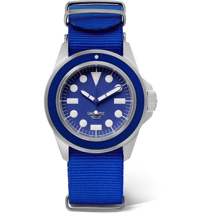 Photo: UNIMATIC - U1 Automatic Brushed Stainless Steel and Webbing Watch - Blue