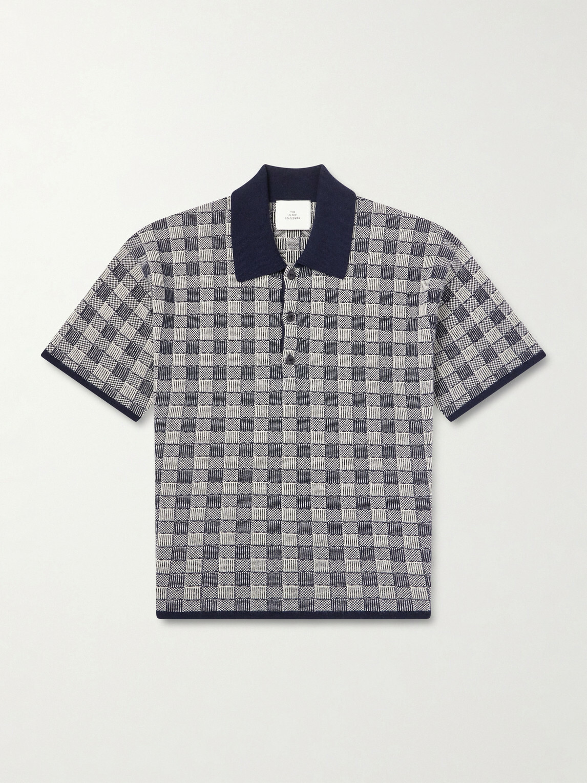 The Elder Statesman - Checked Cashmere Polo Shirt - Blue