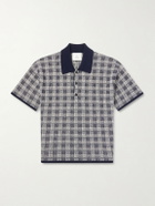 The Elder Statesman - Checked Cashmere Polo Shirt - Blue