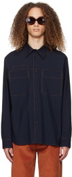 Marni Navy Contrast Stitch Shirt