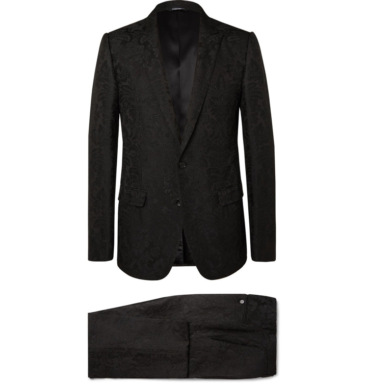 Photo: Dolce & Gabbana - Black Slim-Fit Jacquard Suit - Black