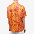 Versace Men's Baroque Abstract Print Vacation Shirt in Yellow/Orange