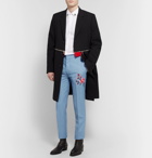 Alexander McQueen - Slim-Fit Embroidered Wool and Mohair-Blend Trousers - Men - Light blue