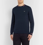 Lacoste - Stripe-Trimmed Cotton Sweater - Navy