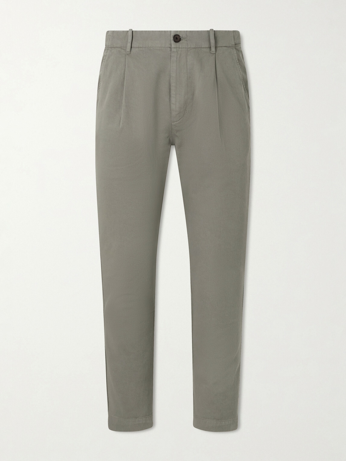 Mr P. - Daniel Tapered Pleated Cotton-Canvas Trousers - Gray