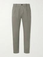 Mr P. - Daniel Tapered Pleated Cotton-Canvas Trousers - Gray