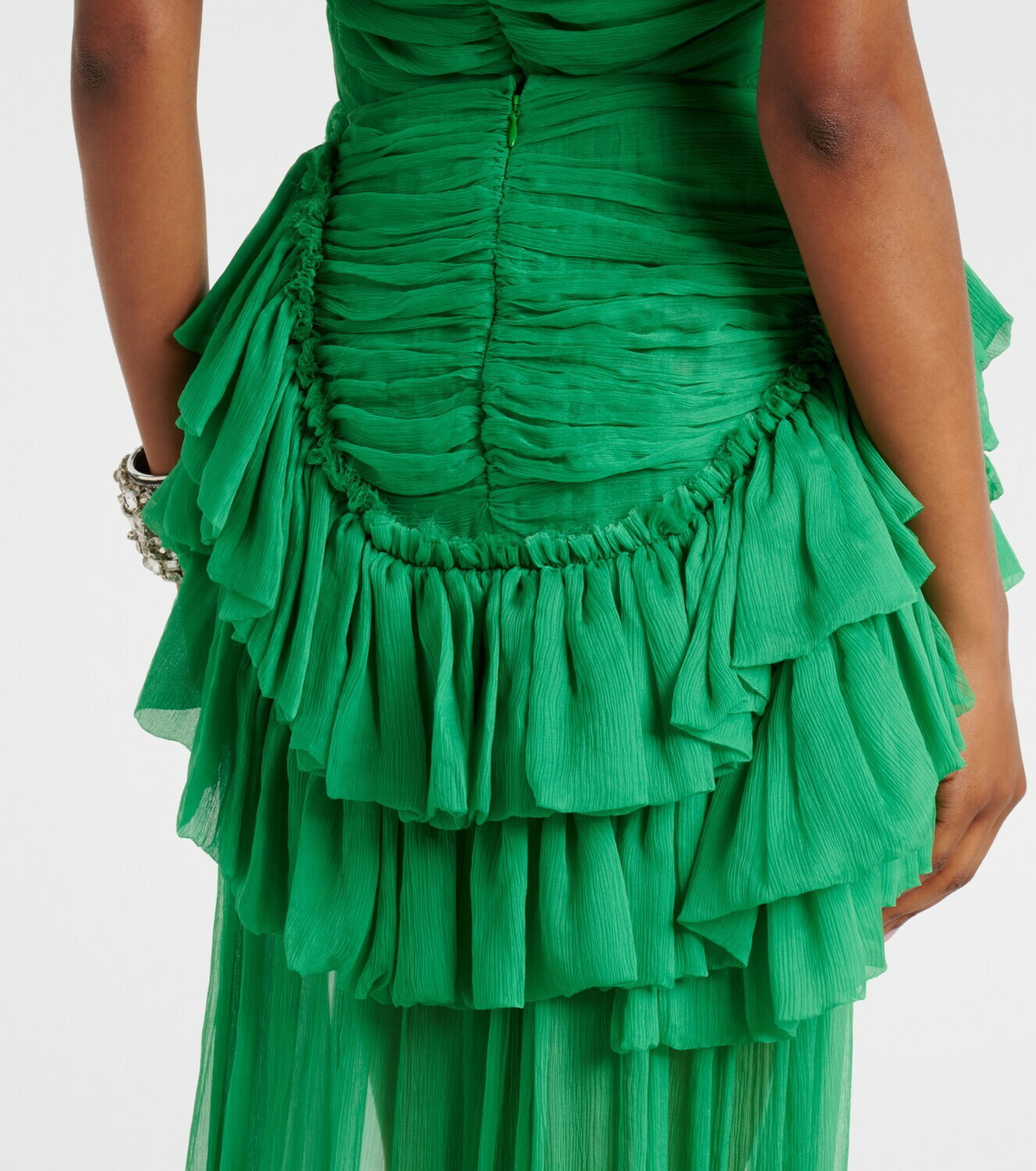 Dries Van Noten Ruffled silk muslin maxi skirt