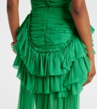 Dries Van Noten Ruffled silk muslin maxi skirt