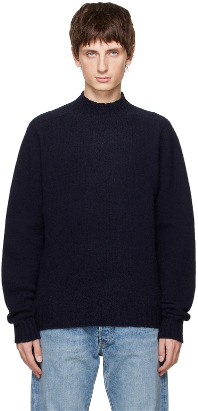 Photo: Drake's Navy Brushed Sweater