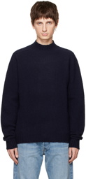 Drake's Navy Brushed Sweater