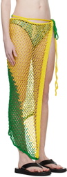 Luna Del Pinal SSENSE Exclusive Green & Yellow Sarong Midi Skirt