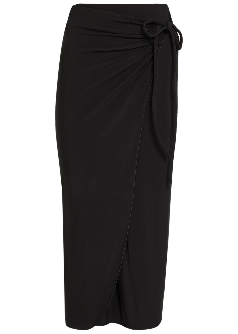 Max Mara Afoso Jersey Midi Wrap Skirt Black