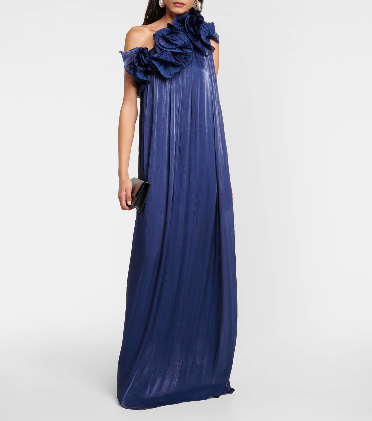 Costarellos Ruffled one-shoulder gown