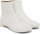 MM6 Maison Margiela White Anatomic Ankle Boots