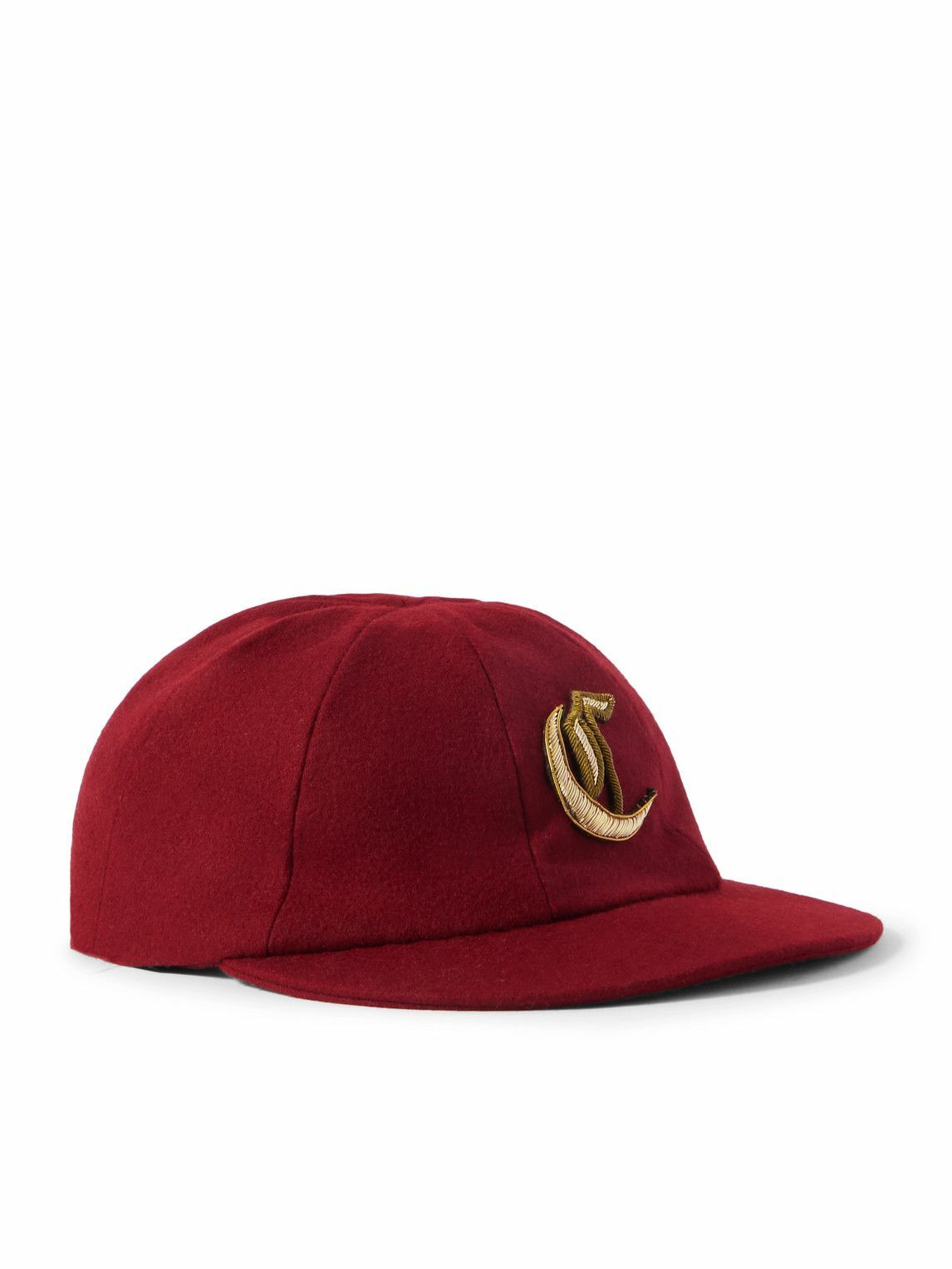 CELINE - Logo-Embellished Wool-Flannel Baseball Cap - Burgundy