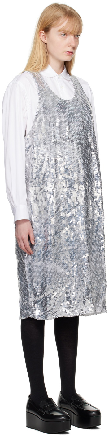 Black Comme des Garçons Silver Sequin Midi Dress