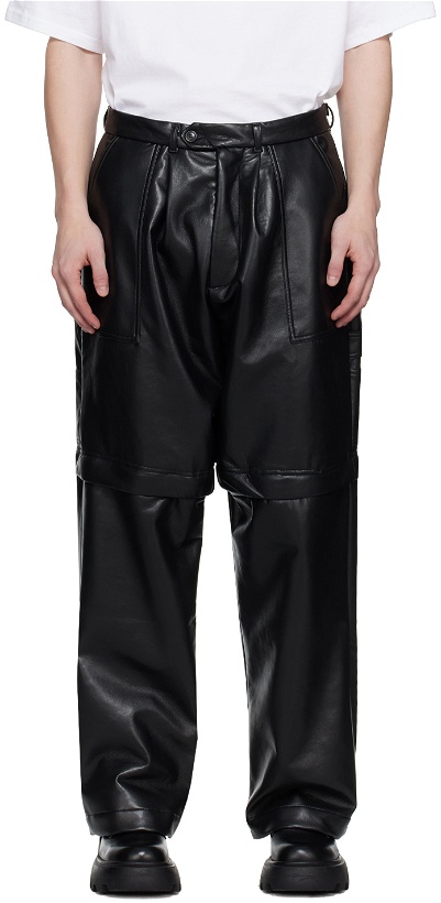 Photo: Lownn Black Zip Panel Faux-Leather Pants