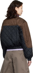 Meryll Rogge Black & Brown Quilted Track Bomber Jacket