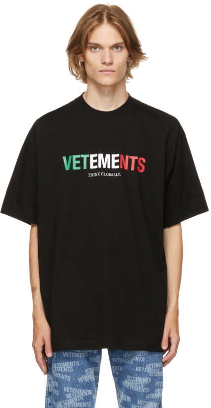 Photo: VETEMENTS Black Jersey Italy Logo T-Shirt
