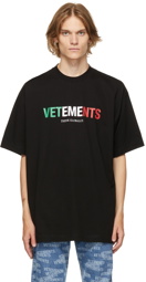 VETEMENTS Black Jersey Italy Logo T-Shirt