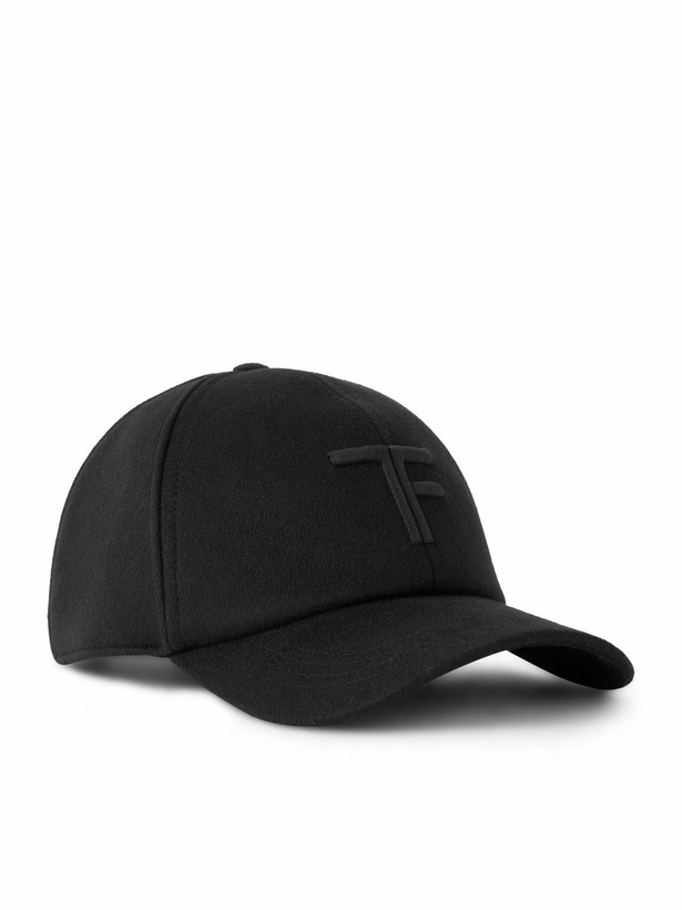 Photo: TOM FORD - Leather-trimmed Logo-Embroidered Cashmere Baseball Cap - Black