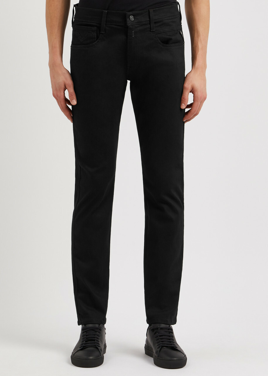 Replay Anbas Hyperflex Re-Used Slim-leg Jeans Black