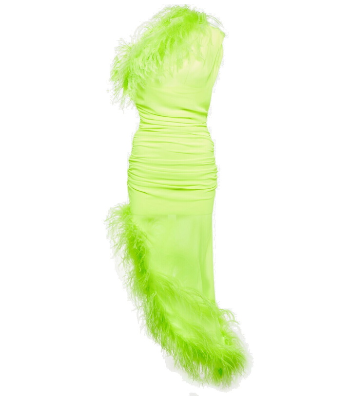 Photo: Giuseppe di Morabito Feather-trimmed midi dress