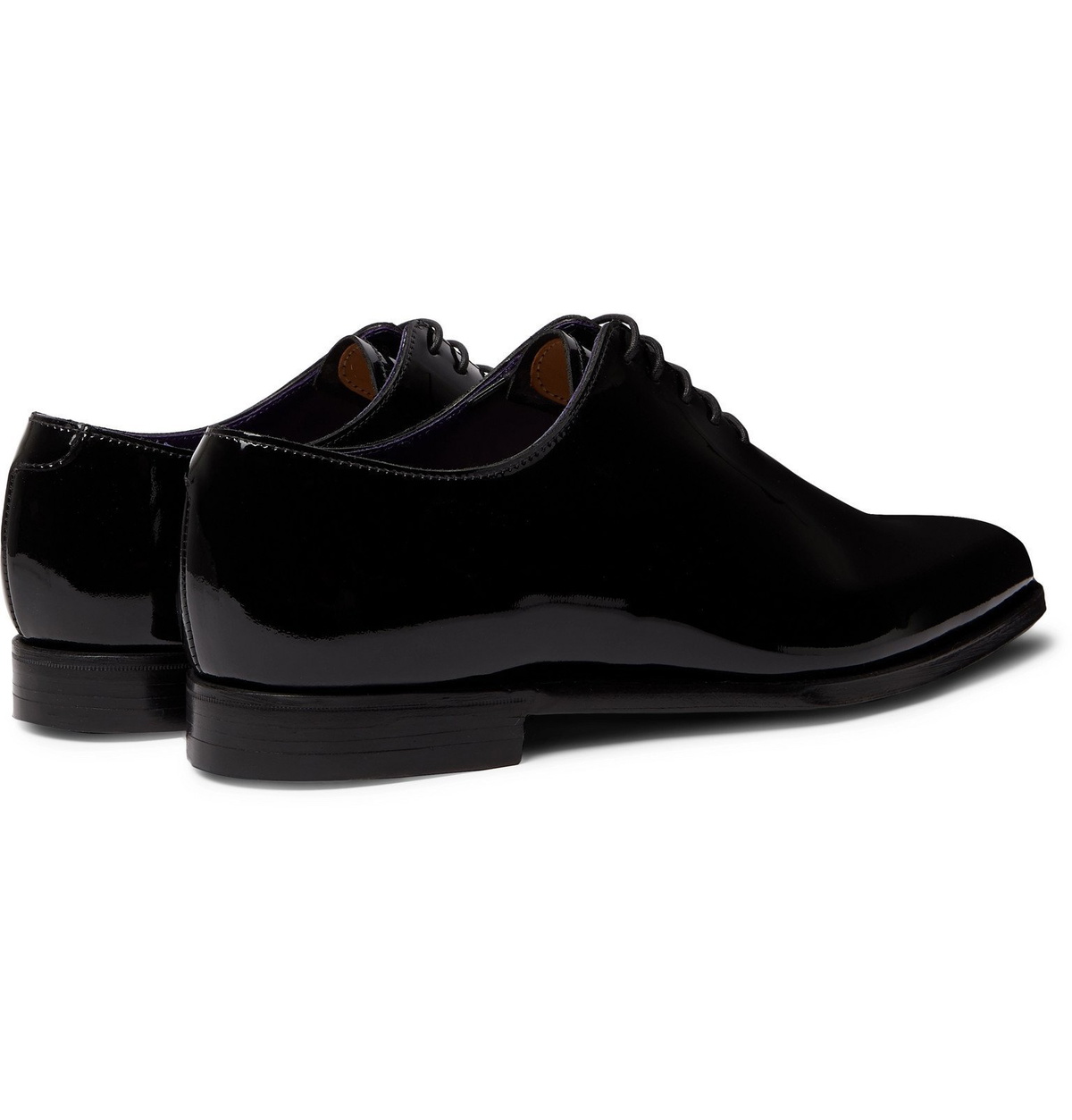 Whole-Cut Patent-Leather Oxford Shoes