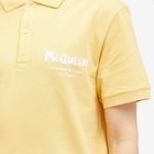Alexander McQueen Men's Embroidered Graffiti Logo Polo Shirt in Pale Yellow