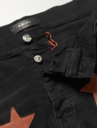 AMIRI - Chemist Skinny-Fit Leather-Appliquéd Distressed Jeans - Black