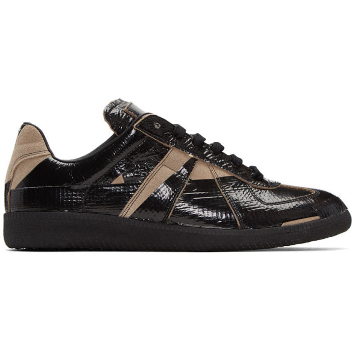 Photo: Maison Margiela Black and Taupe Tape Replica Sneakers