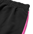 Palm Angels - Slim-Fit Logo-Print Striped Tech-Jersey Sweatpants - Men - Black