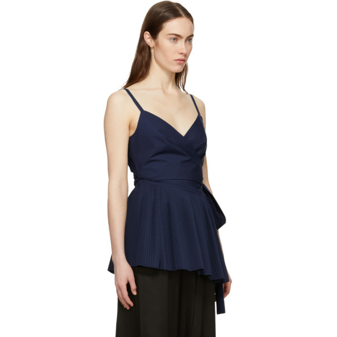 Cedric Charlier Navy Asymmetric Ruffle Camisole