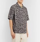 Albam - Camp-Collar Printed Cotton Shirt - Gray