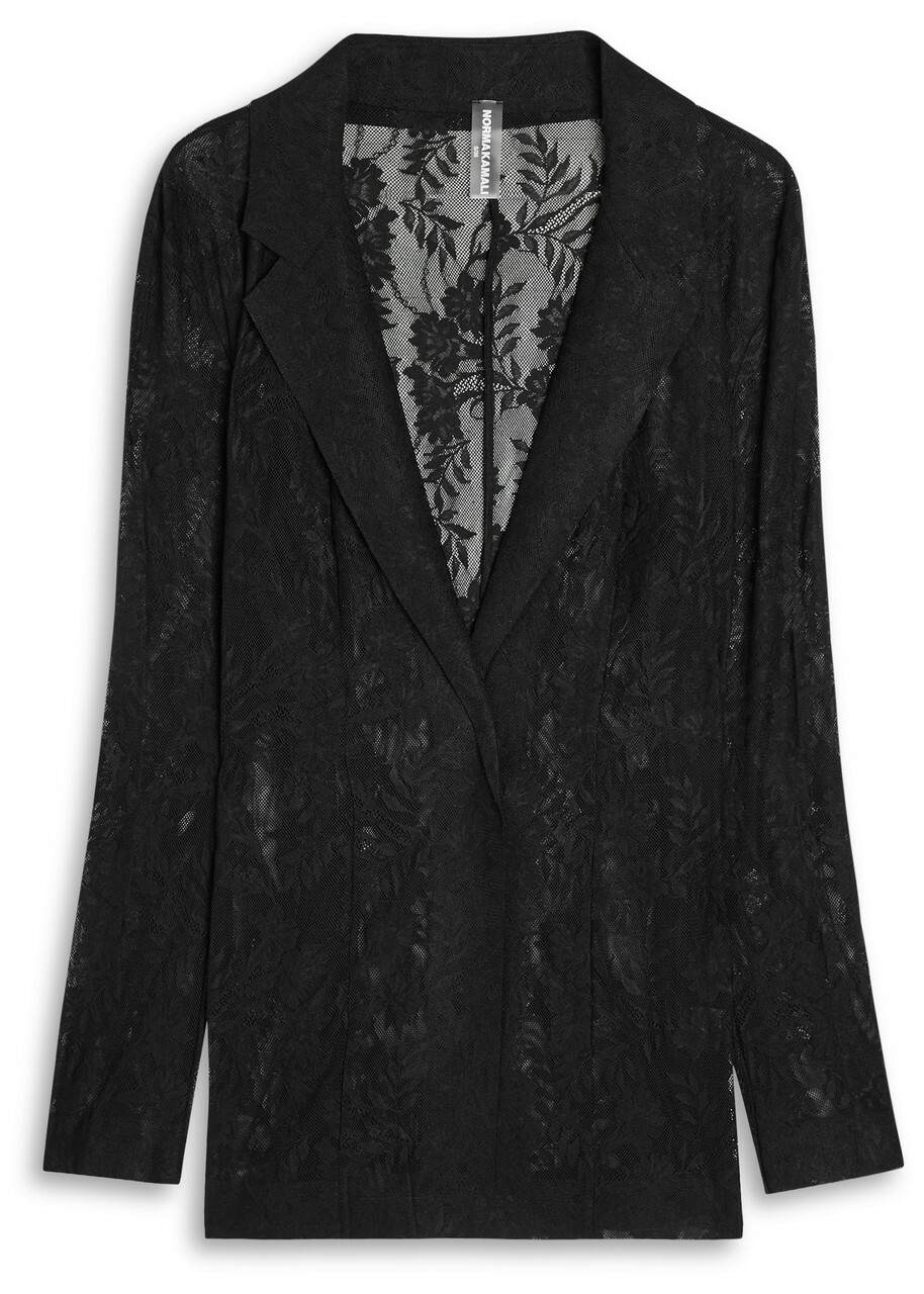 Norma Kamali Floral Guipure Lace Jacket Black