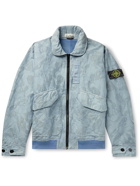 Stone Island - Logo-Appliquéd Webbing-Trimmed Camo-TC Jacquard Jacket - Blue