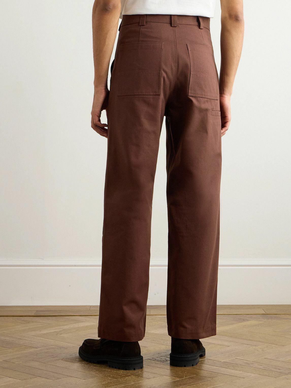MILES LEON - Garden Straight-Leg Cotton-Canvas Trousers - Brown
