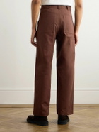 MILES LEON - Garden Straight-Leg Cotton-Canvas Trousers - Brown