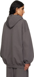 VETEMENTS Gray Boxing Logo Oversized Zip-Up Hoodie