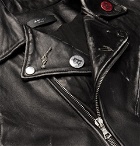 AMIRI - Distressed Embellished Leather Biker Jacket - Men - Black