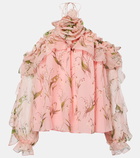 Carolina Herrera Floral halterneck silk blouse