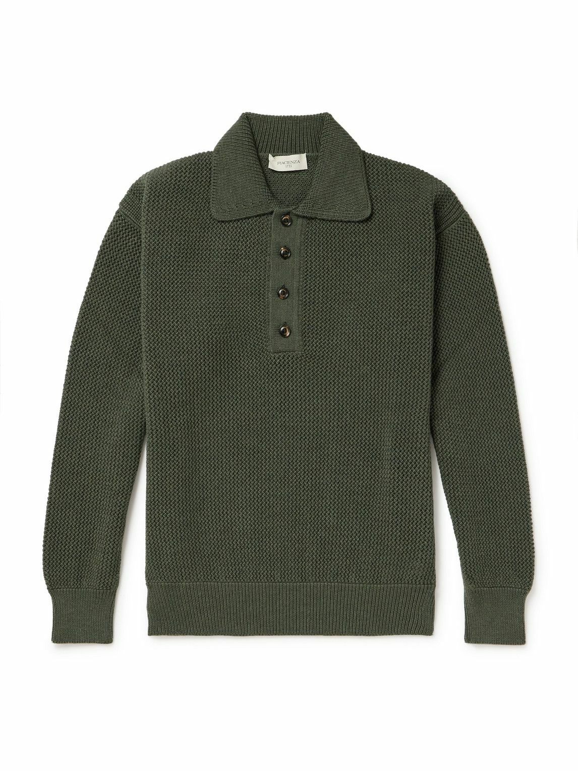 PIACENZA 1733 - Textured-Knit Virgin Wool Polo Shirt - Green