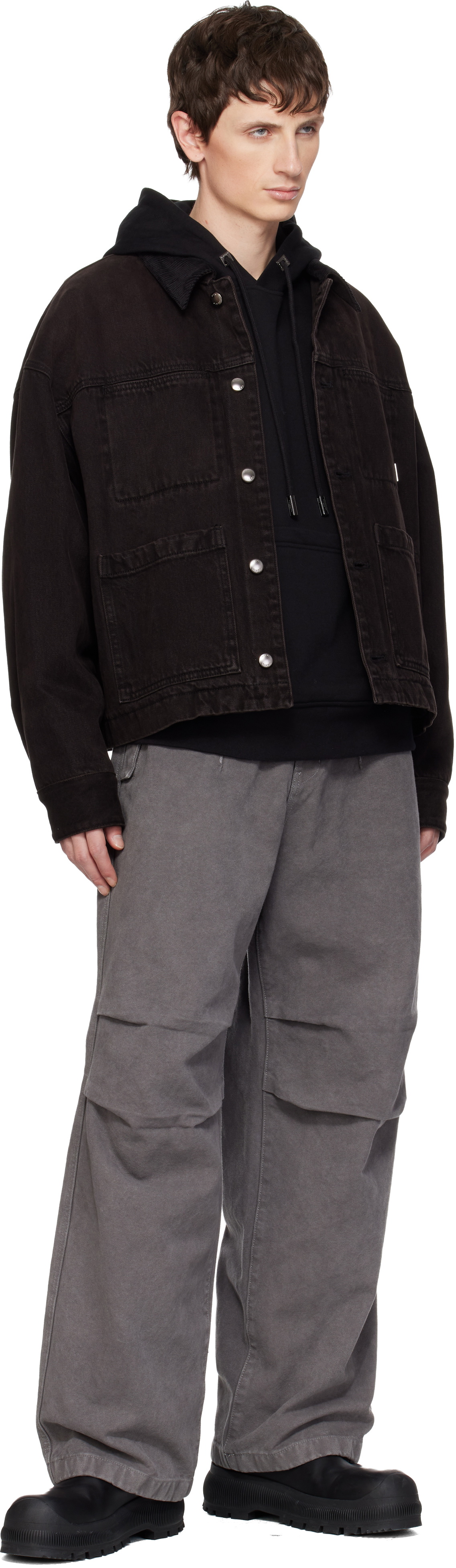 WOOYOUNGMI Gray 3D Wide Trousers