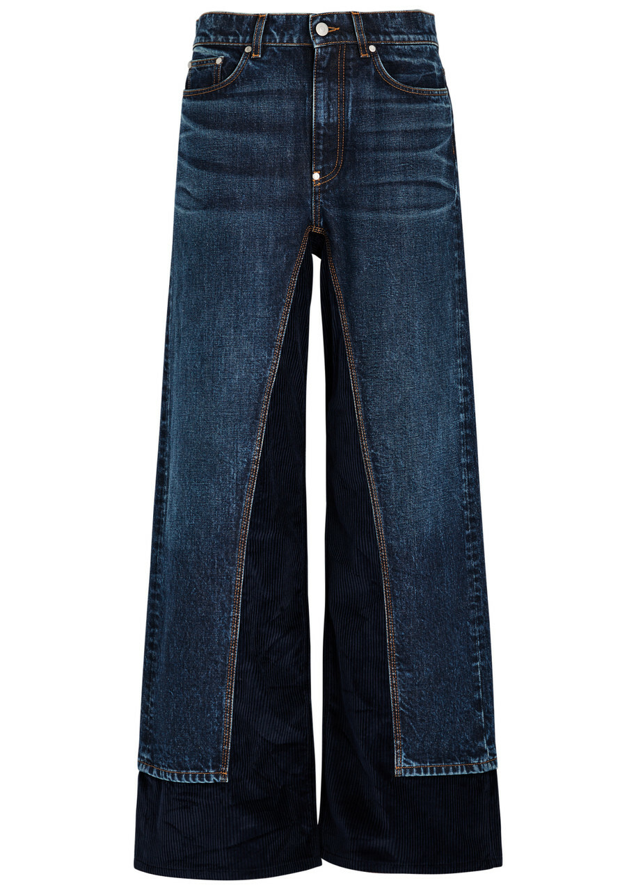 Stella Mccartney Corduroy-panelled Wide-leg Jeans Denim