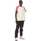 Rhude Off-White and Red Raglan Logo T-Shirt